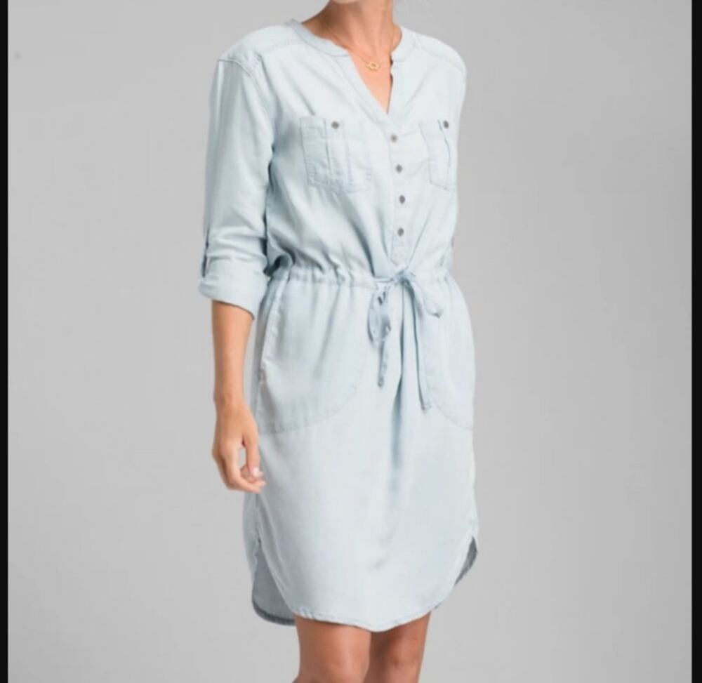 Prana chambray abbey cinch waist dress